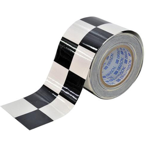 Brady 121915 Checkered ToughStripe Floor Marking Tape, 4" x 100', Polyester, Black and White-(Each)