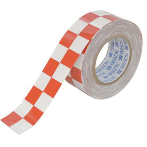 Brady 121916 Checkered ToughStripe Floor Marking Tape, 2" x 100', Polyester, Red and White-(Each)