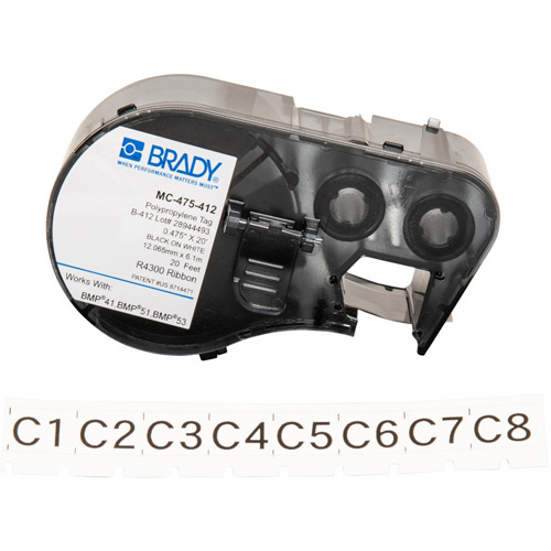 Brady M4C-475-412 Wire Marking Tag Label Maker Cartridge, Black-(Each)