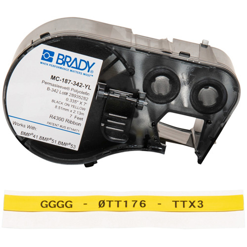 Brady M4C-187-342-YL Wire Marking Sleeve Cartridge, Black-(Each)