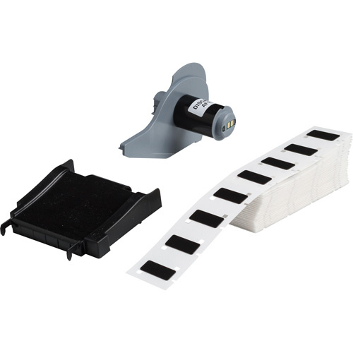 Brady  M7-171-593-BK  Raised Panel Labels, Polyester, 1.06" L x 0.49" H, Black - Box of 200