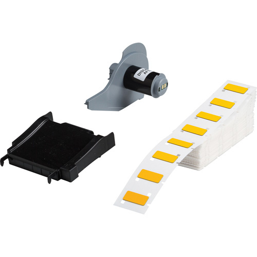 Brady  M7-171-593-YL  Raised Panel Labels, Polyester, 1.06" L x 0.49" H, Yellow - Box of 200