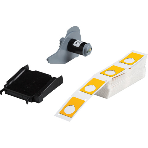 Brady  M7-168-593-YL  Raised Push-Button Panel Labels, Polyester, 1.2" L x 1.9" H, Yellow - Box of 100