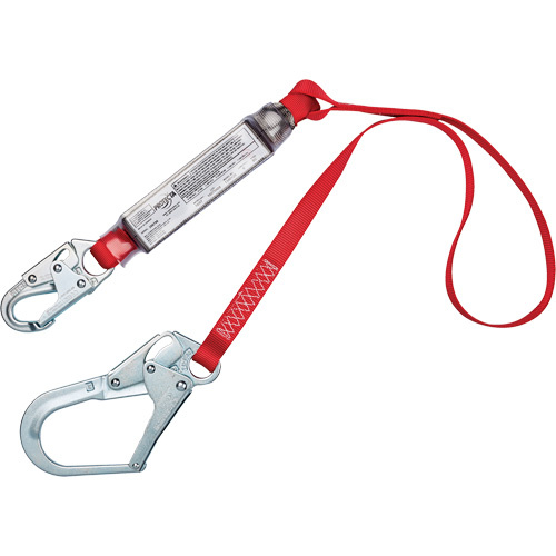 3M Protecta Fall Protection  1341006C  Shock-Absorbing Lanyard, 4', Snap Hook Center, Rebar Hook Leg Ends, Polyester - Each