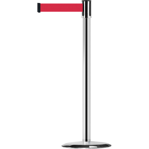 Tensator  890U1P1P1PSTDNOR5  Slimline TensaBarrier<sup>?</sup> Barrier Post, Steel, 38" H, Red Tape, 7.5' Tape Length - Each