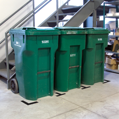 Incom Top Tape & Label  LM110K  Lean 5S Manufacturing Markers, L, 6" L x 6" W, Black, Vinyl - Pack of 25