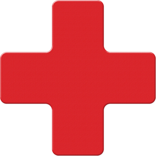 Incom Top Tape & Label  ASM120R  Armor Stripe Lean/5S Markers, Cross, 6" L x 6" W, Red, Plastic - Pack of 10