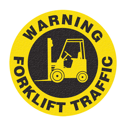 Incom Top Tape & Label FS1032V "Warning Forklift Traffic" Floor Sign, Adhesive, English with Pictogram-(Each)