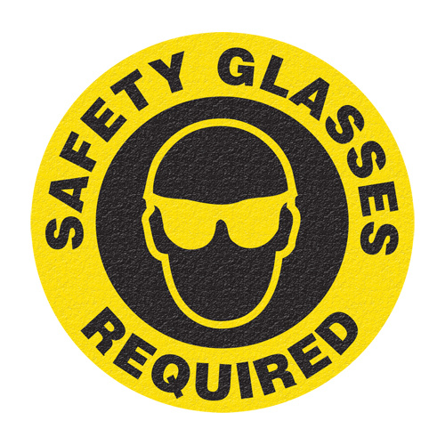 Incom Top Tape & Label FS1027V "Safety Glasses" Floor Sign, Adhesive, English with Pictogram-(Each)