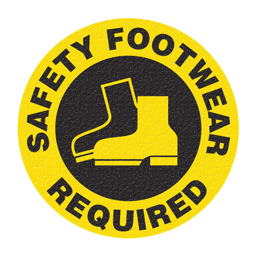 Incom Top Tape & Label FS1026V "Safety Footwear" Floor Sign, Adhesive, English with Pictogram-(Each)