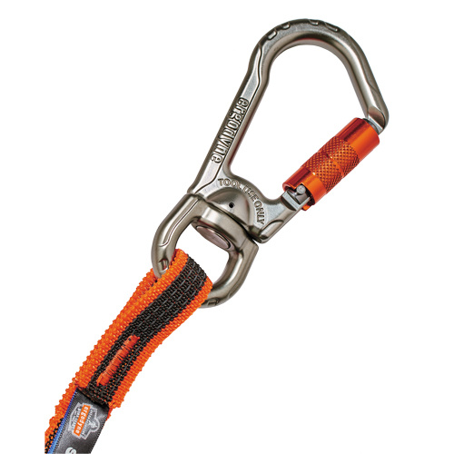 Ergodyne  19809  Squids<sup>?</sup> 3109F(x) Double-Locking Tool Lanyard with Swivel, Bungee, Carabiner/Loop - Each