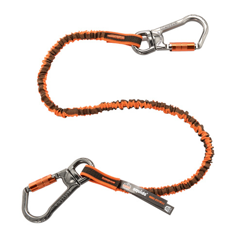 Ergodyne  19829  Squids<sup>?</sup> 3119F(x) Double-Locking Tool Lanyard with Swivel, Bungee, Dual Carabiner - Each