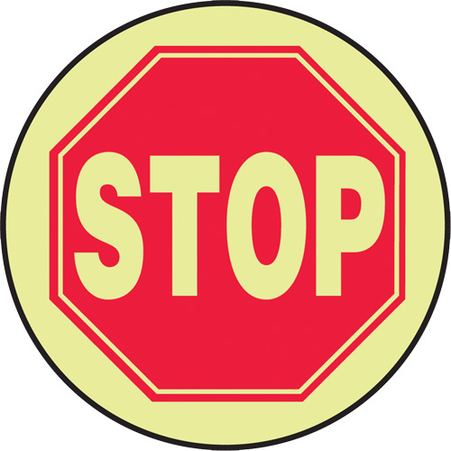 Accuform Signs  MFS765  "Stop" Lumi-Glow? Floor Sign, Adhesive, English with Pictogram - Each