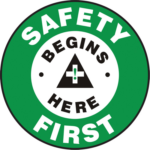 Accuform Signs  MFS785  "Safety First" Slip-Gard? Floor Sign, Adhesive, English with Pictogram - Each