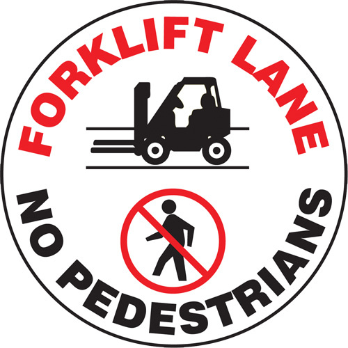 Accuform Signs  MFS747  "Forklift Lane" Slip-Gard? Floor Sign, Adhesive, English with Pictogram - Each