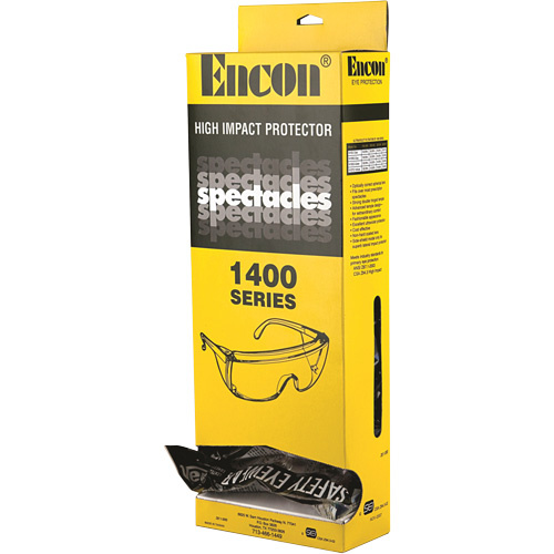 Encon 5148001 Veratti Tuff Spec 1400 Series Safety Glasses with Encon Dispenser Box, Clear Lens, ANSI Z87+/Meets/Exceeds CSA Z94.3-(Box of 10)
