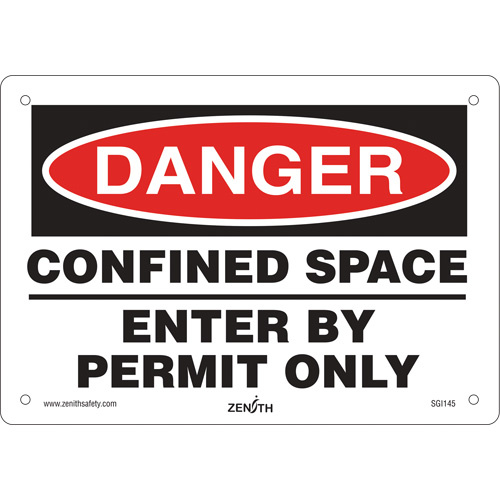 Zenith Safety Products  "Confined Space" Sign, 7" x 10", Aluminum, English - Each
