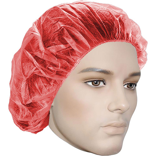 Ronco 170R-21 Bouffant Caps, Polypropylene, 21", Red - (Pack of 100)