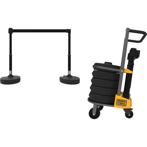 Banner Stakes  PL4000-B  PLUS Barrier Post Cart Kit, 75' L, Metal, Black - Each