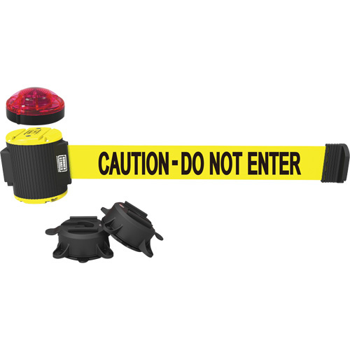 Banner Stakes  MH5002L  Wall Mount Barrier with Light Kit, Plastic, Magnetic Mount, 30', Yellow Tape - Each