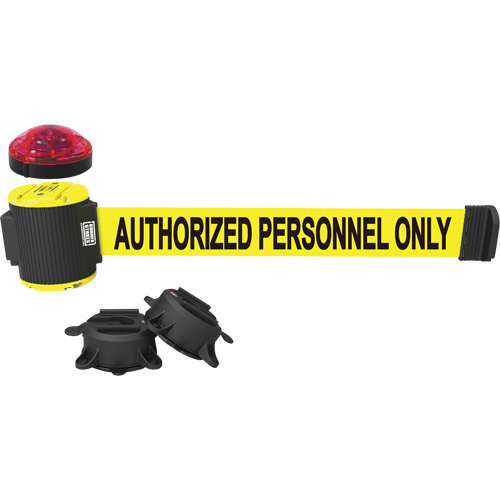 Banner Stakes  MH5003L  Wall Mount Barrier with Light Kit, Plastic, Magnetic Mount, 30', Yellow Tape - Each