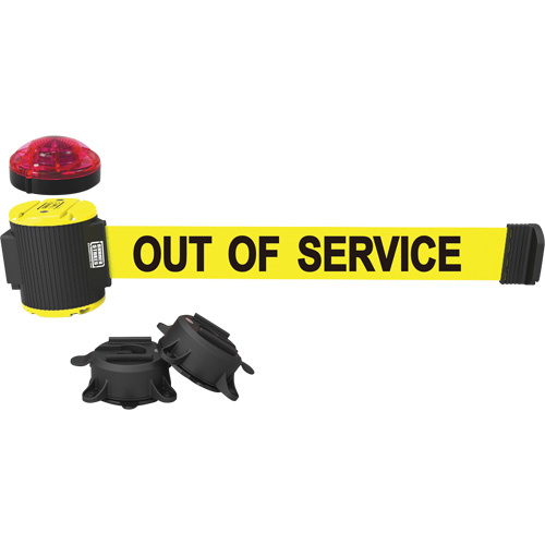 Banner Stakes  MH5005L  Wall Mount Barrier with Light Kit, Plastic, Magnetic Mount, 30', Yellow Tape - Each