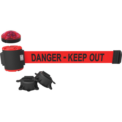Banner Stakes  MH5009L  Wall Mount Barrier with Light Kit, Plastic, Magnetic Mount, 30', Red Tape - Each