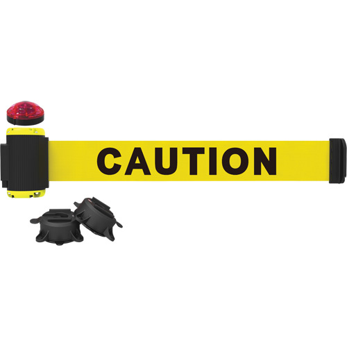Banner Stakes  MH7001L  Wall Mount Barrier with Light Kit, Plastic, Magnetic Mount, 7', Yellow Tape - Each