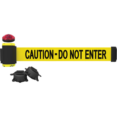 Banner Stakes  MH7003L  Wall Mount Barrier with Light Kit, Plastic, Magnetic Mount, 7', Yellow Tape - Each