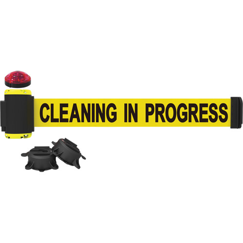 Banner Stakes  MH7004L  Wall Mount Barrier with Light Kit, Plastic, Magnetic Mount, 7', Yellow Tape - Each