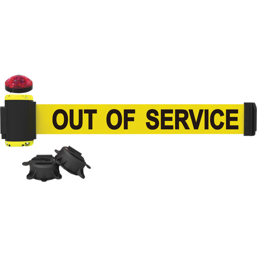 Banner Stakes  MH7005L  Wall Mount Barrier with Light Kit, Plastic, Magnetic Mount, 7', Yellow Tape - Each