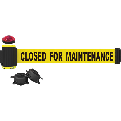 Banner Stakes  MH7006L  Wall Mount Barrier with Light Kit, Plastic, Magnetic Mount, 7', Yellow Tape - Each