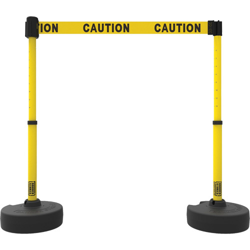 Banner Stakes PL4283 PLUS Barrier Post Set X2, Plastic, 42" H, Yellow Tape, 15' Tape Length-(Each)