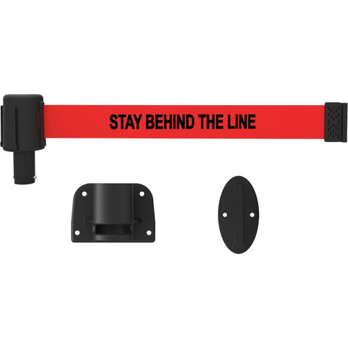 Banner Stakes  PL4125  PLUS Wall Mount Barrier System, Plastic, Screw Mount, 15', Red Tape - Each