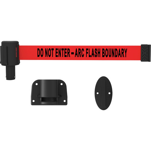 Banner Stakes  PL4116  PLUS Wall Mount Barrier System, Plastic, Screw Mount, 15', Red Tape - Each