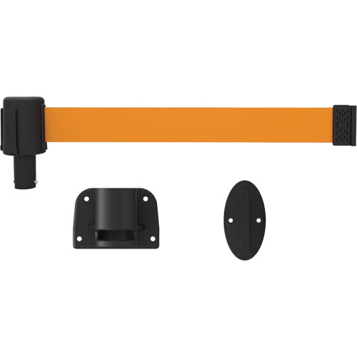 Banner Stakes  PL4129  PLUS Wall Mount Barrier System, Plastic, Screw Mount, 15', Orange Tape - Each
