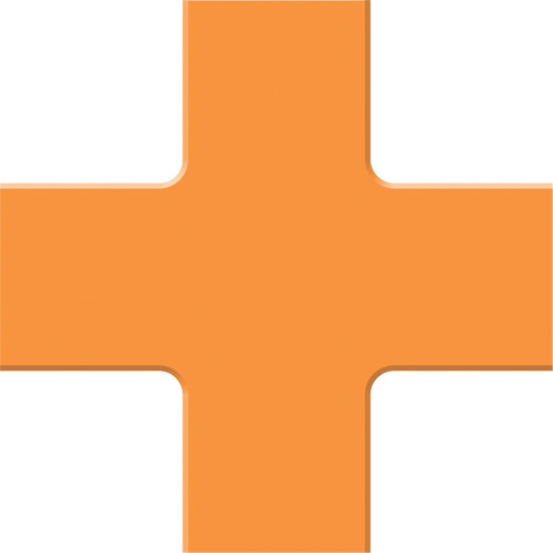 Accuform Signs  PTP212OR  Tough-Mark? Heavy-Duty Floor Marking, Cross, 6" L x 6" W, Orange, Polyethylene - Each