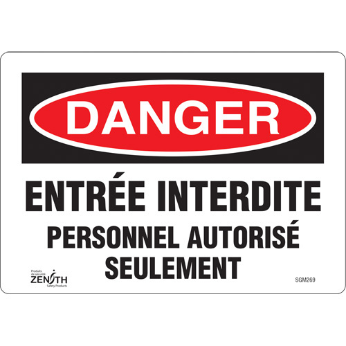 Zenith Safety Products ""Personnel Autorisé Seulement"" Sign  (Each)-Click on options for variations & Details.