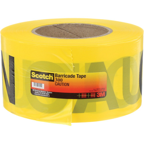 3M 300 Scotch Buried Barricade Tape, English, 3" W x 1000' L, 2 mils, Black on Yellow-(Each)
