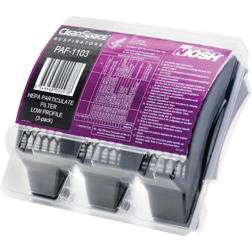 Cleanspace PAF-1103 Low Profile HEPA Filters, Particulates, Pack of 3 - Pack of 3