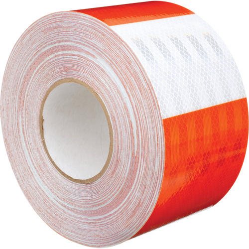 3M 382VHIP-4X50 High Intensity Prismatic Grade Barricade Sheeting, 4" W x 150' L, 19 mils, Orange and White-(Each)