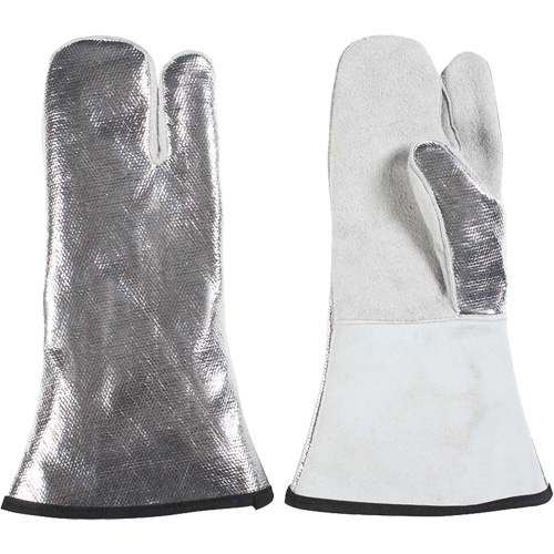 Natpro 3324-024 One Finger Heat Resistant Mitt, Aluminized/Kevlar/Leather, One Size, Protects Up To 650°F (343°C)-(Pair)