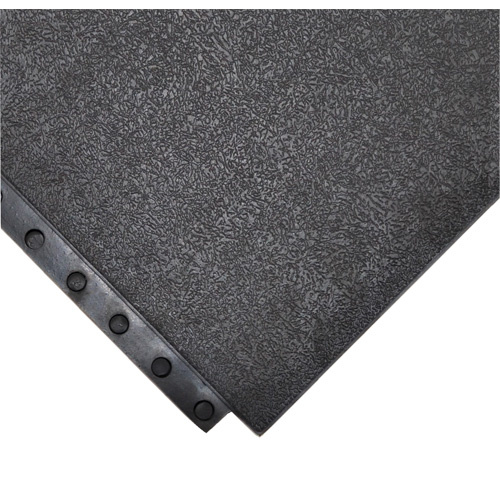 Wearwell  577.58X3X3GRBK  24/Seven<sup>?</sup> Locksafe<sup>?</sup> Anti-Fatigue Mat, Smooth, 3' x 3' x 5/8", Black, Natural Rubber - Each