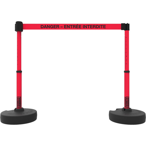 Banner Stakes PL4247 Plus Barrier Post Set, Plastic, 42" H, Red Tape, 15' Tape Length-(Each)