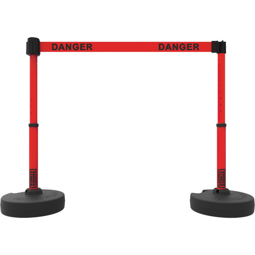 Banner Stakes PL4264 Plus Barrier Post Set, Plastic, 42" H, Red Tape, 15' Tape Length-(Each)