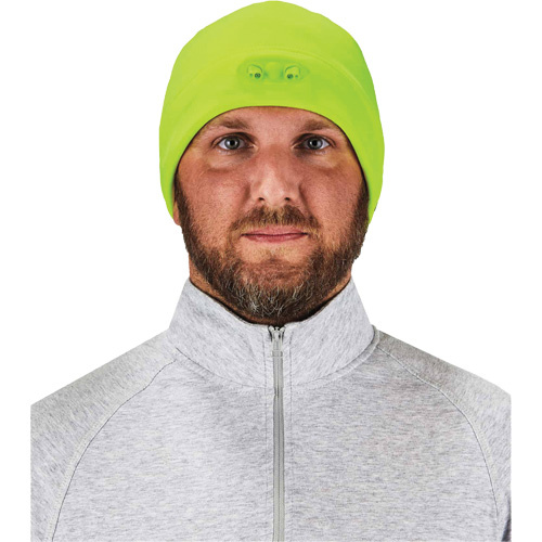 Ergodyne  16802  N-Ferno<sup>?</sup> Skull Cap Beanie Hat with LED Lights, One Size, High-Visibility Lime Green - Each