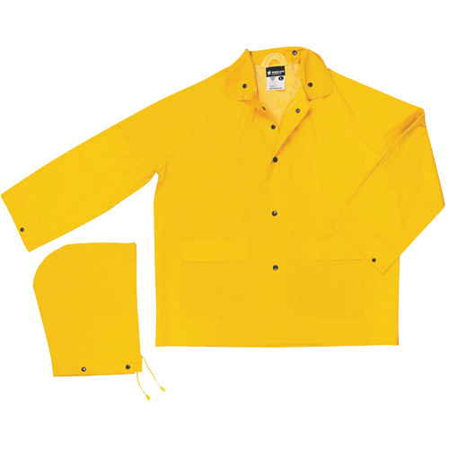 Mcr Safety  200JL  Classic Series Rain Jacket with Detachable Hood, Polyester/PVC, Large, Yellow - Each