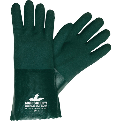 Mcr Safety  6414  Chemical Resistant Gloves, Size Large, 14" L, PVC, Jersey Inner Lining - Pair