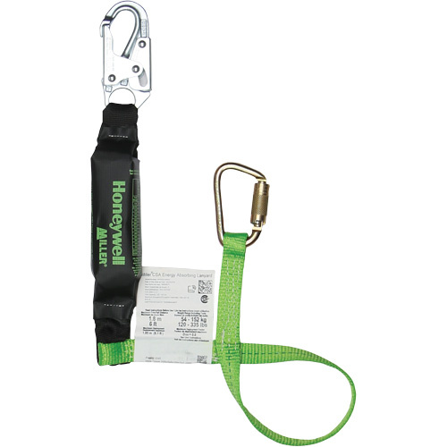 Honeywell  M1FSCA-WS4C  Miller<sup>?</sup> HP? Shock-Absorbing Lanyard, 4', Carabiner Center, Locking Snap Hook Leg Ends, Polyester - Each