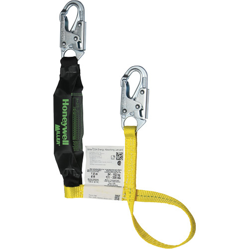 Honeywell  M1FSFS-YS4C  Miller<sup>?</sup> HP? Shock-Absorbing Lanyard, 4', Locking Snap Hook Center, Locking Snap Hook Leg Ends, Polyester - Each